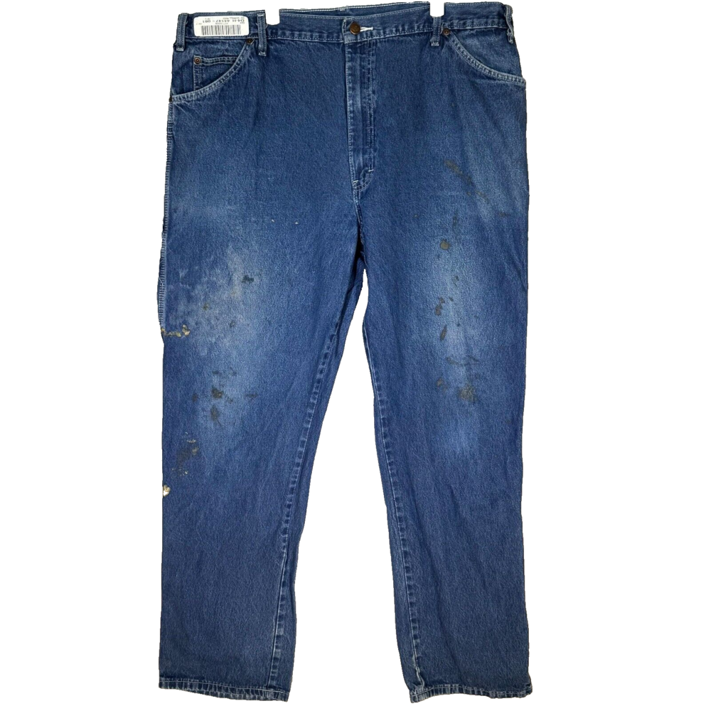 Dickies Carpenter Jeans Mens 42x34 Blue Denim Relaxed Fit Workwear Distressed